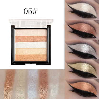 Highlight eye shadow plate for brightening and contouring with six colour options