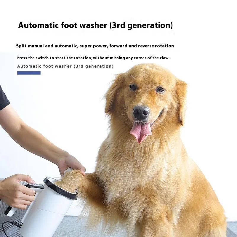 Automatic foot washing machine for dogs USB rechargeable silicone cup pet cleaning device white and black white and blue options ABS construction