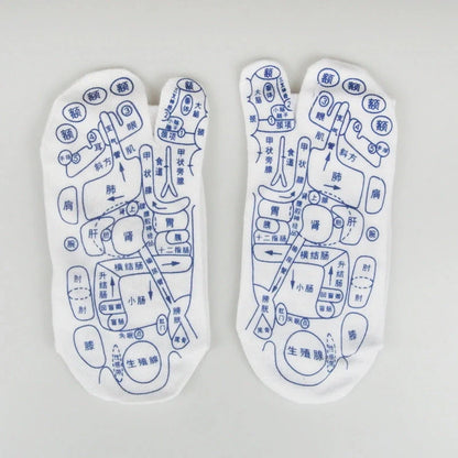 Acupressure foot massager socks with reflexology charts for targeted relief