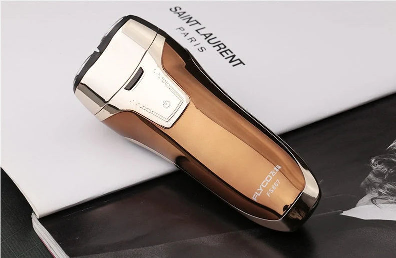 Feike smart washing electric shaver in rose gold with rotary heads