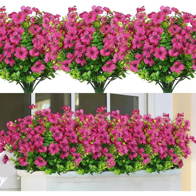 Artificial eucalyptus violet flower stem in plastic, available in seven colours for home and wedding decor