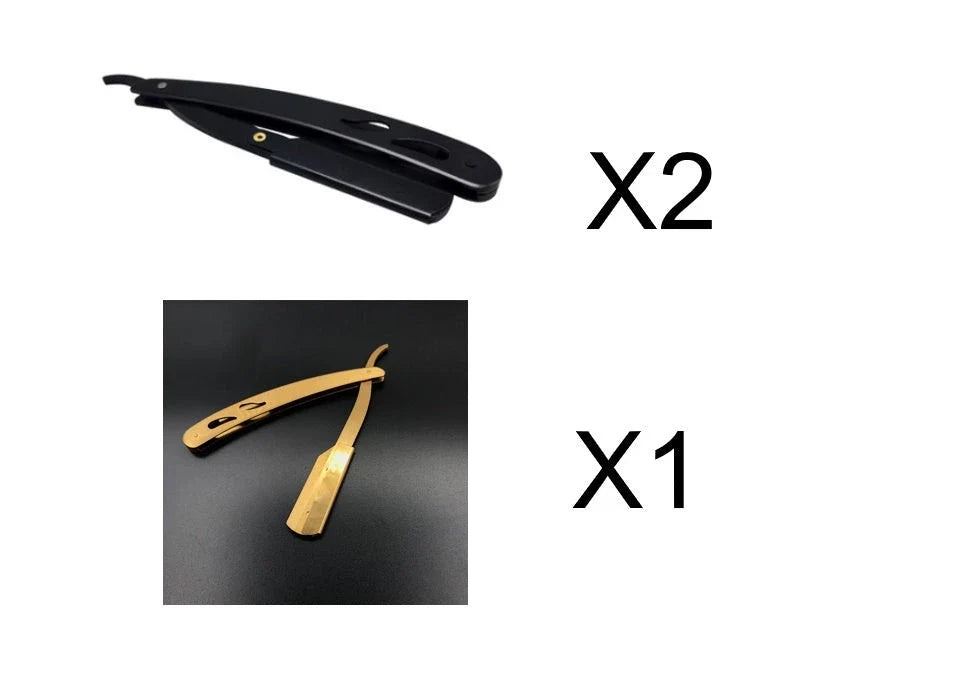 Premium stainless steel straight razor with sharp blades for a smooth, comfortable shave