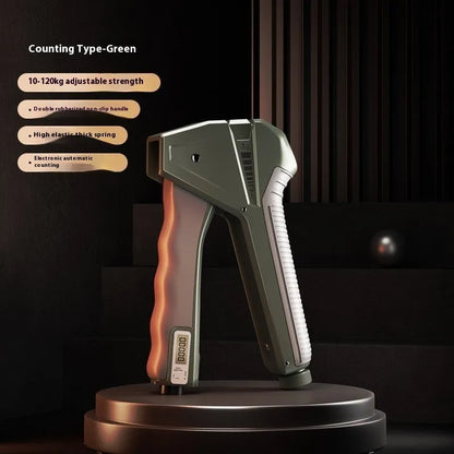 Second generation adjustable hand gripper with mechanical counter showing orange handles and resistance dial.