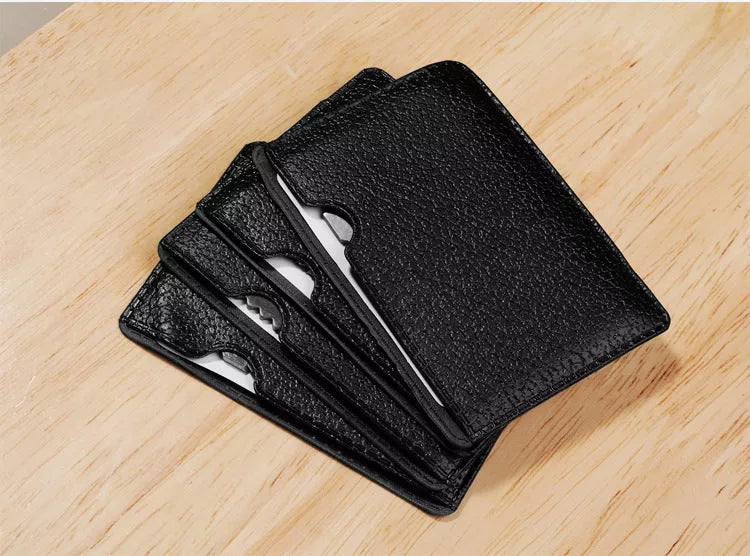 Stainless steel multifunctional tool card with leather cover for outdoor camping