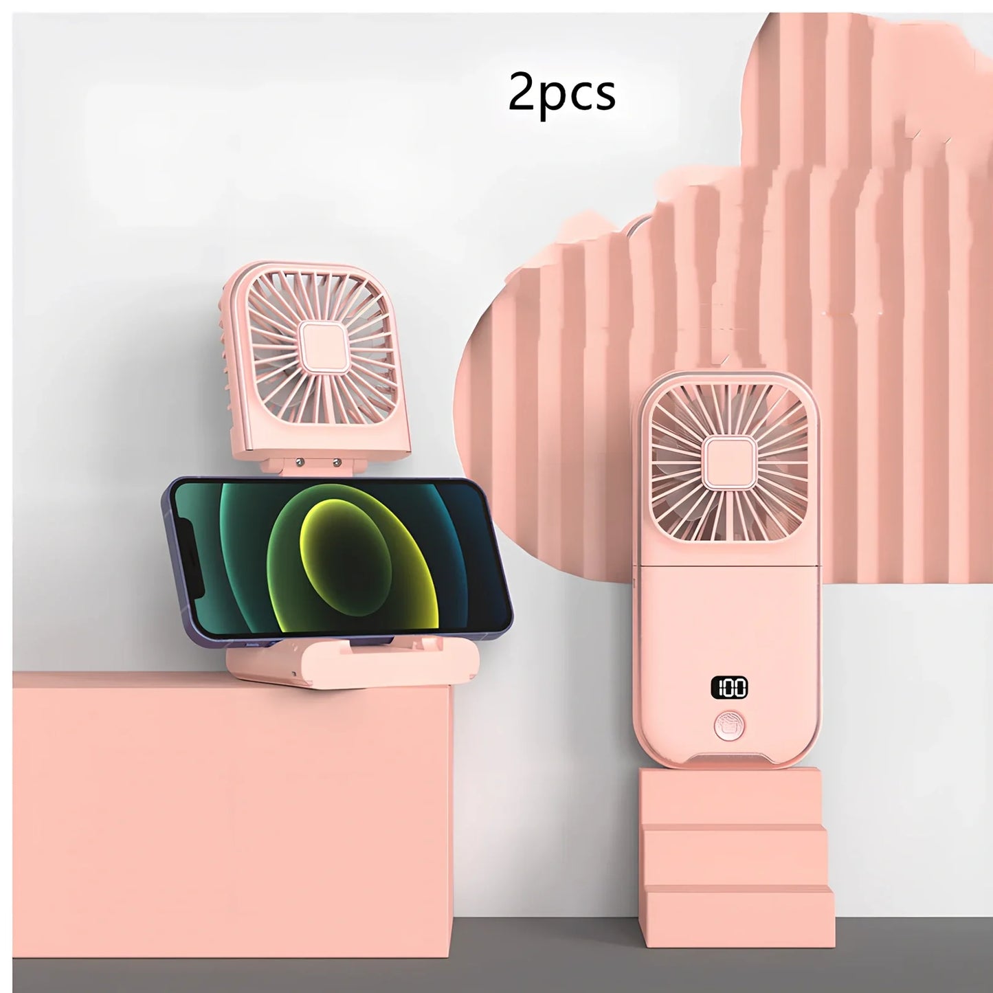 F30Pro folding portable handheld fan in white with digital display, 169x81x20mm size, USB charging, plastic blades for cooling