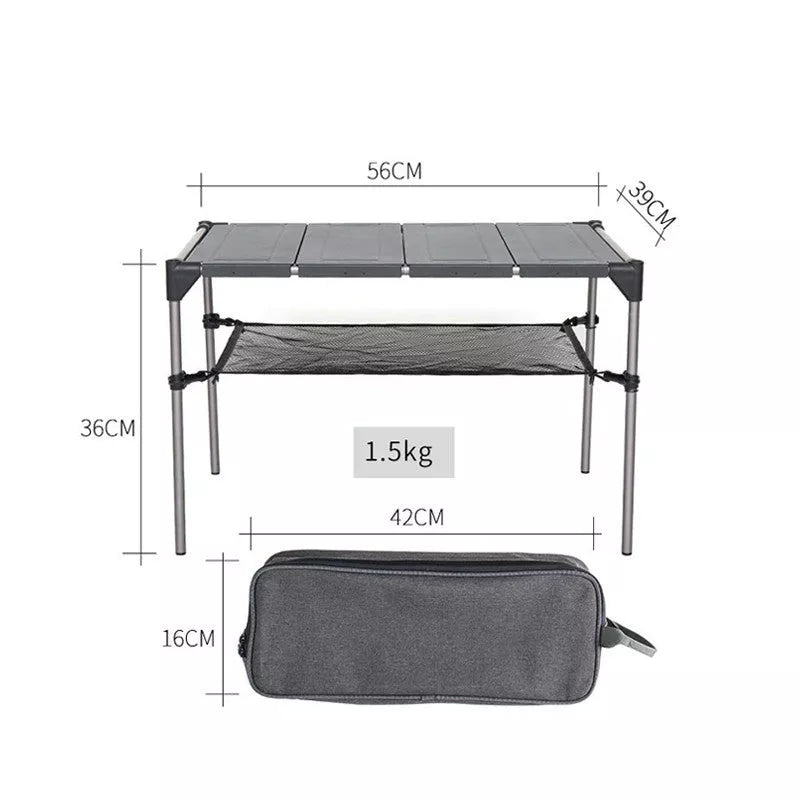 Geometric folding table for outdoor camping and picnics, black, lightweight aluminum alloy