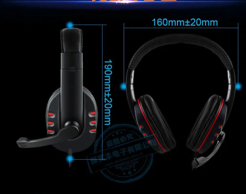 Warlord wired gaming headset with microphone, 3.5mm plug, 40mm drivers, blue or red, 1.2m cable