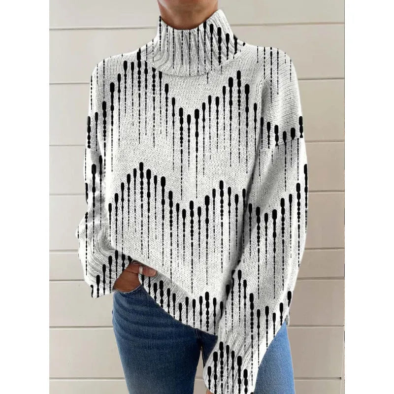 Women's casual Christmas abstract print polyester top with 3D effect pattern