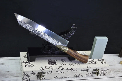 Hand forged lightweight slicing knife with rosewood handle and sharp 5Cr15Mov blade