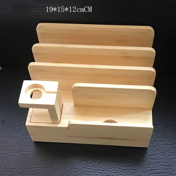 Bamboo smart phone charging rack made of wood with handmade relief carving and inkjet surface, desktop stand and ornament