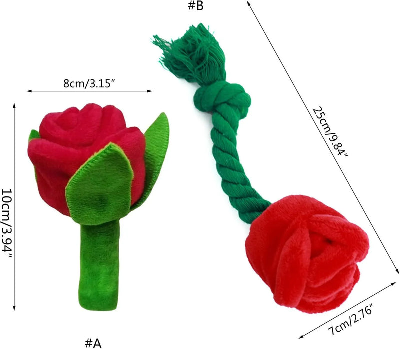 Chew-resistant stuffed dog toy plush rose flower soft pet toy with squeaker for small dogs, reducing furniture damage and releasing energy after exercise