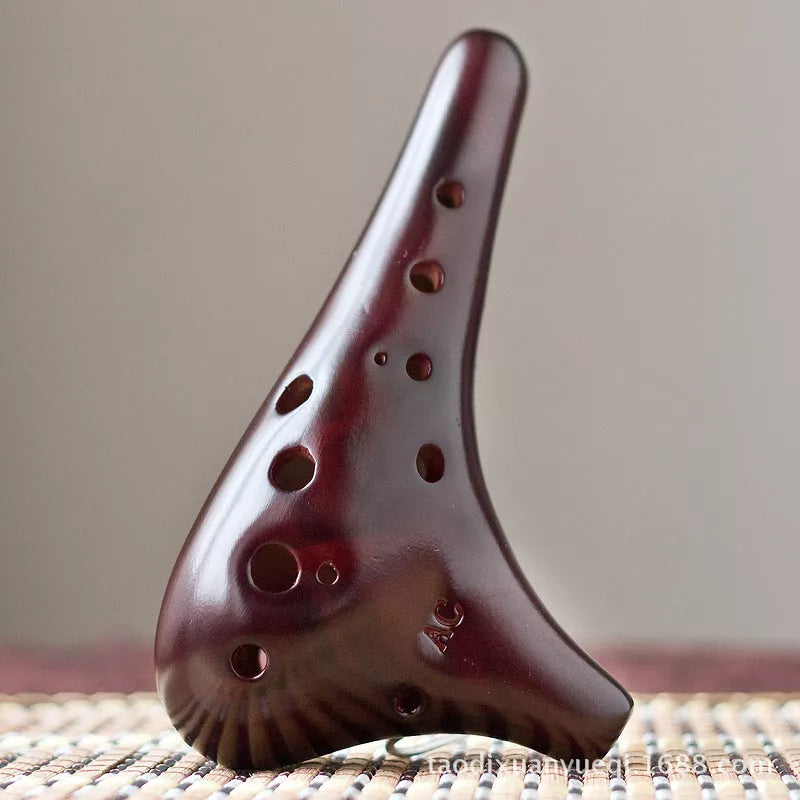 12-hole midrange C ocarina with smoldering and raw lacquer finish