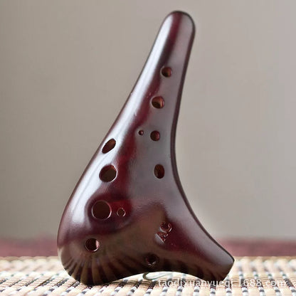 12-hole midrange C ocarina with smoldering and raw lacquer finish