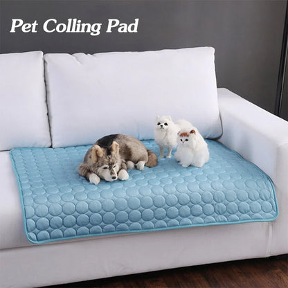 Cooling pet pad for dogs and cats made with heat-resistant fibers for instant cooling relief during summer