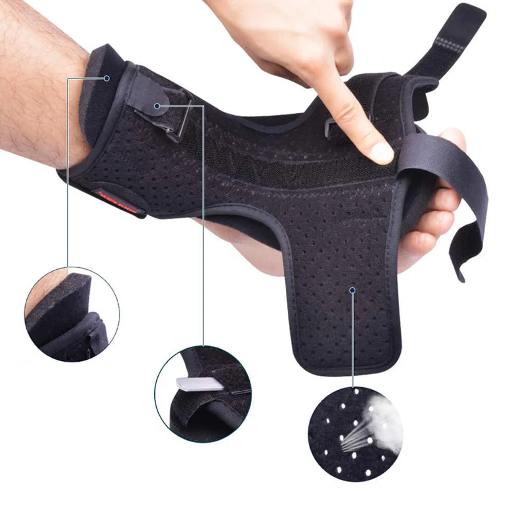 Adjustable dorsal night splint for plantar fasciitis and foot drop relief in black