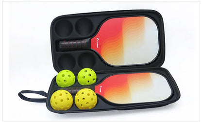 Black EVA pickleball racket storage case with double shoulder straps, dimensions 45x25x8cm