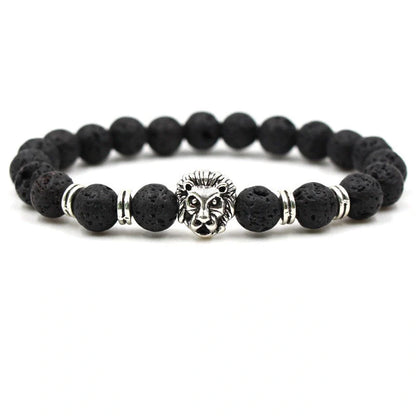 Carved stone bracelet featuring a powerful lion design, meant to enhance confidence and style.