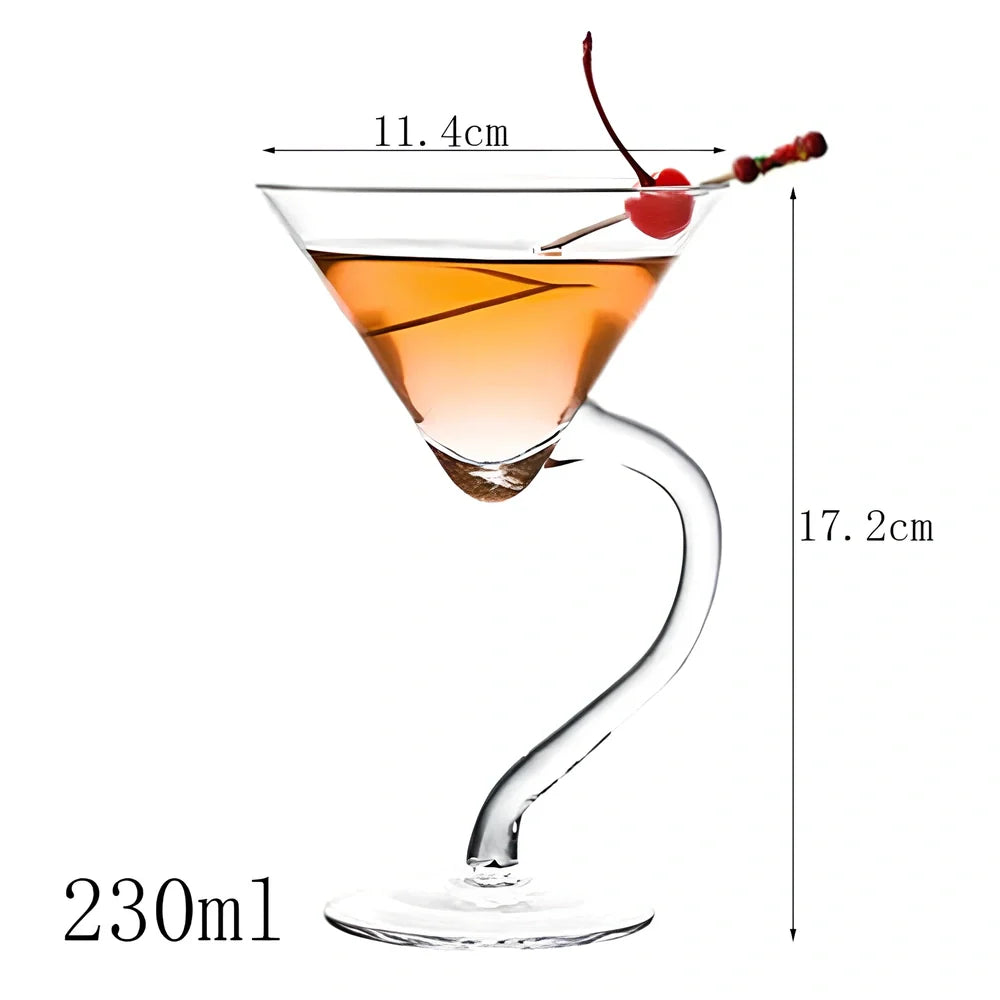 Creative transparent lead-free glass cup with seamless flat base for cocktails, 210ml capacity