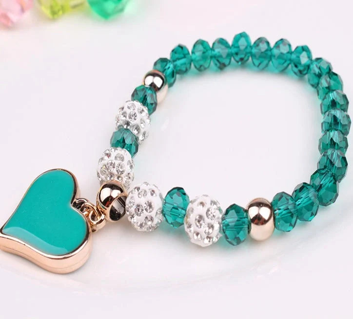 Stylish Elastic Crystal Heart Bracelet with adjustable elastic band and sparkling crystals