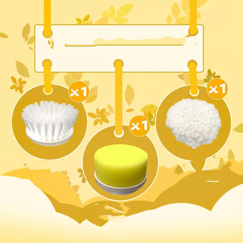 Rechargeable electric kitchen scrubber with multiple brush heads for efficient cleaning