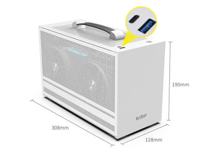 Three Hummingbird Portable ITX desktop computer chassis in titanium grey with tinned steel construction