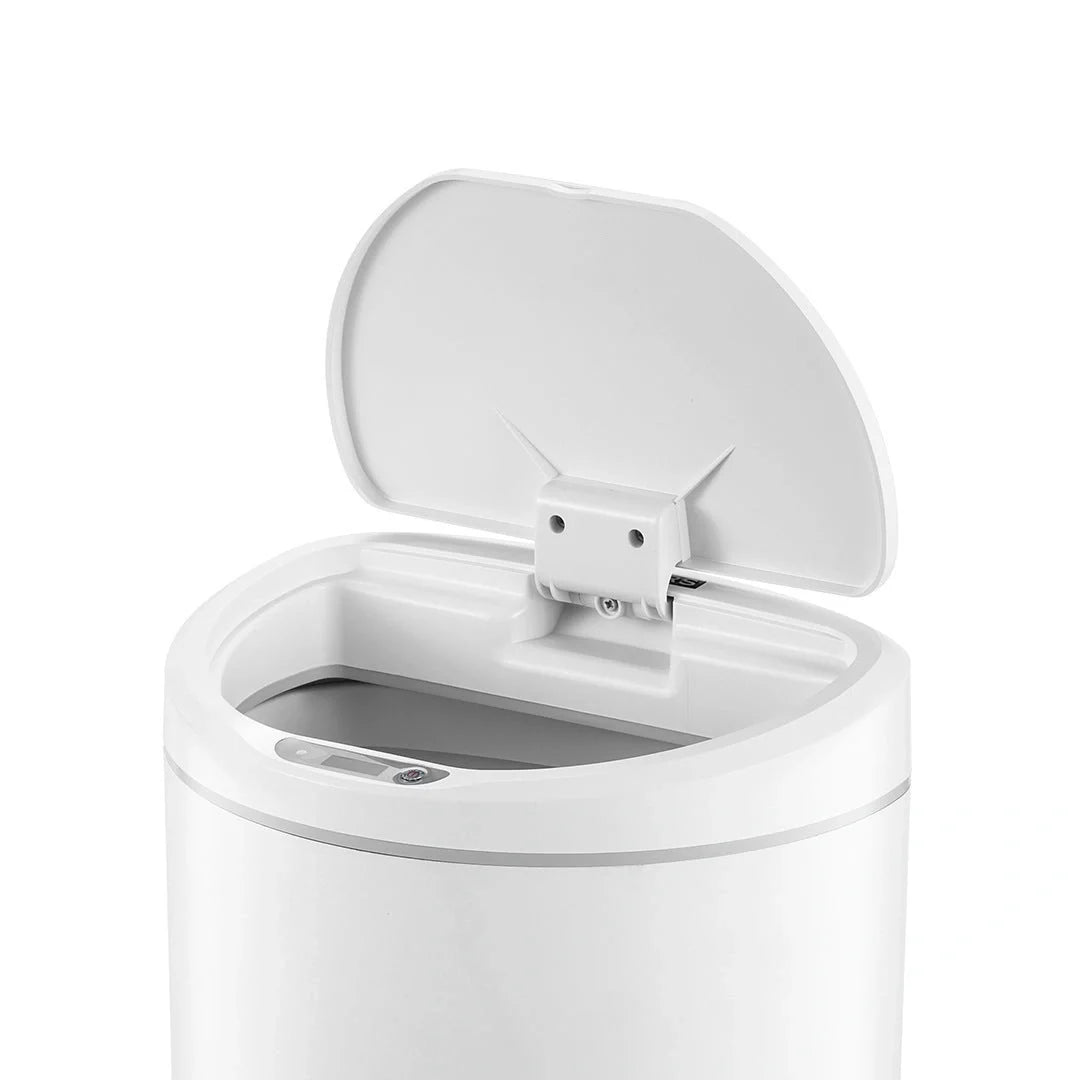White Smart Sensor Trash Can with motion-activated lid for hygienic waste disposal