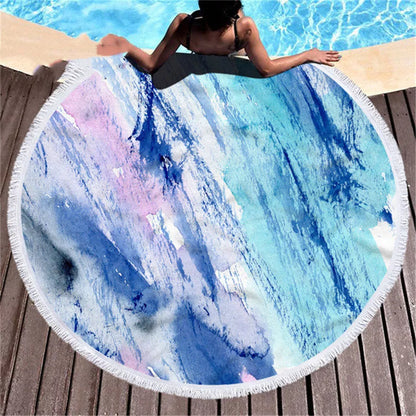 Marbling beach towel with unique pattern, made from quick-dry microfiber, perfect for beach and pool use