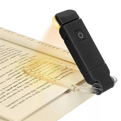 Adjustable LED USB rechargeable book light with flexible holder for nighttime reading