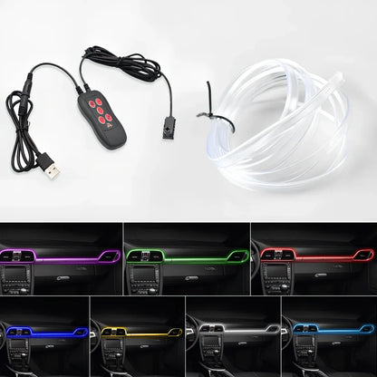 Car centre console LED ambient light strip with USB connector for 12V installation