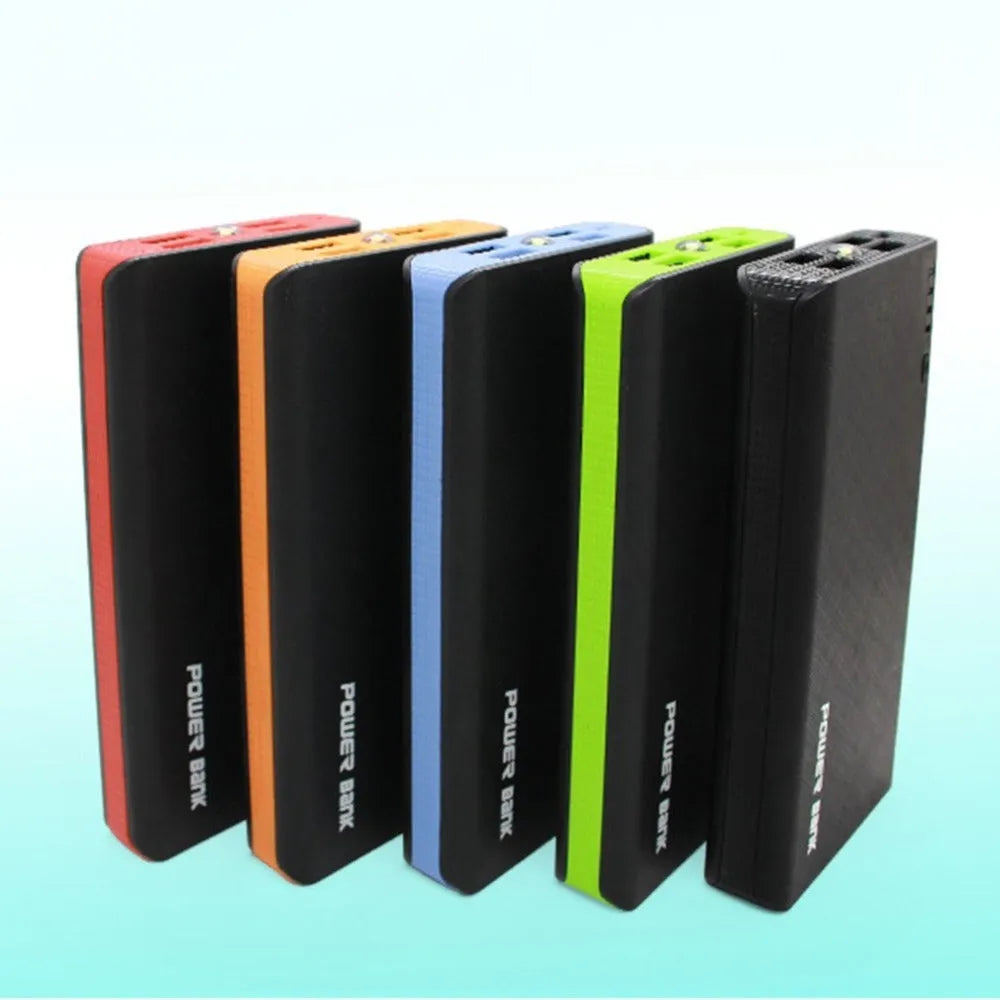 20000mAh fast charging power bank in blue colour showing dimensions 145mm by 68mm by 22mm