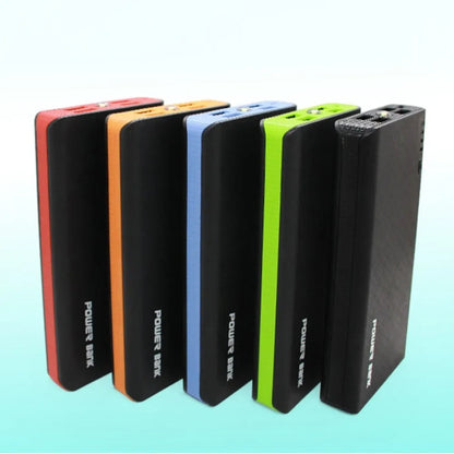 20000mAh fast charging power bank in blue colour showing dimensions 145mm by 68mm by 22mm