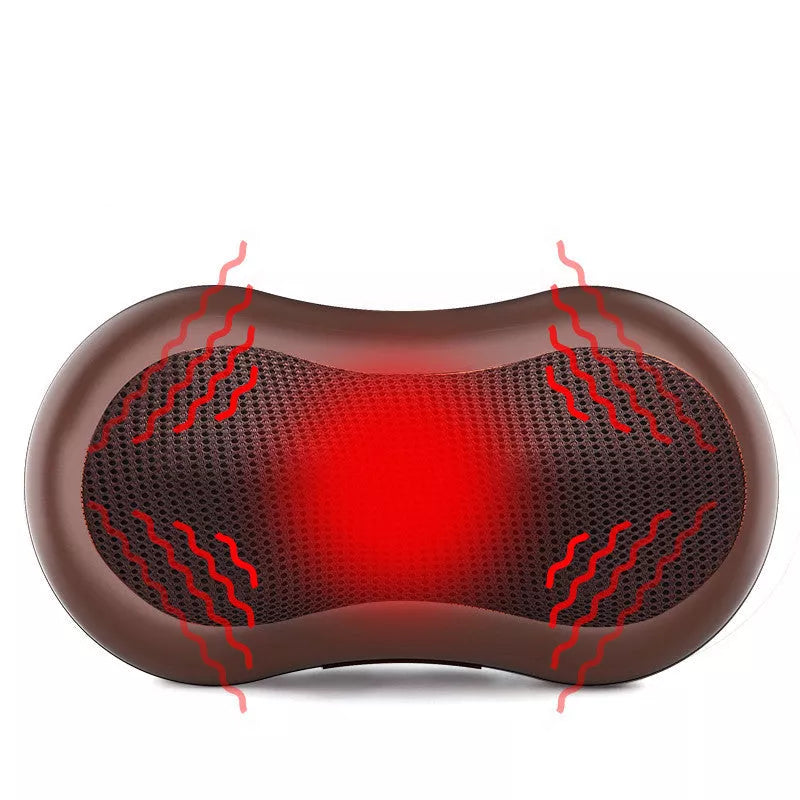 Massager Pillow with multiple head options for targeted muscle relief, compact and portable design