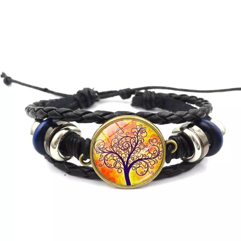 Handmade Tree of Life Bracelet with multilayer braided design in black