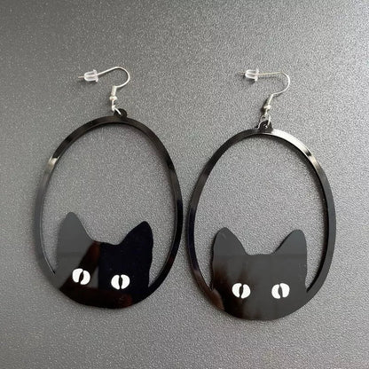 Black acrylic dangle earrings featuring unique animal and zodiac designs, lightweight and stylish.