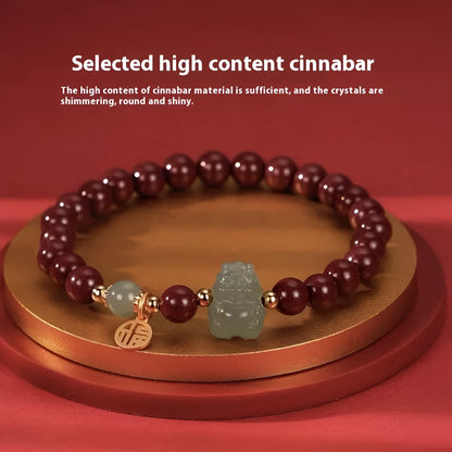Hand-made natural Hetian Jade bracelet with 8mm beads in Emperor Sandstone or Purple Gold Sand style.