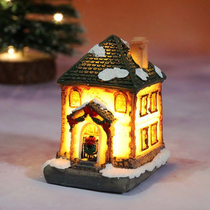 Christmas Micro Landscape Resin House Ornament with detailed festive design
