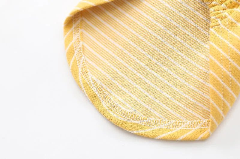 Striped t-shirt teddy dog pet costume in green and yellow, made from 100% cotton