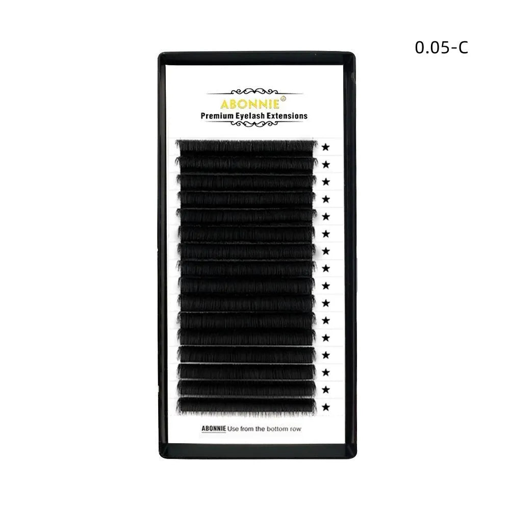 16-row dense false eyelashes made from mink hair with matte finish, showing length options from 8mm to 18mm