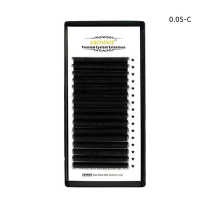 16-row dense false eyelashes made from mink hair with matte finish, showing length options from 8mm to 18mm