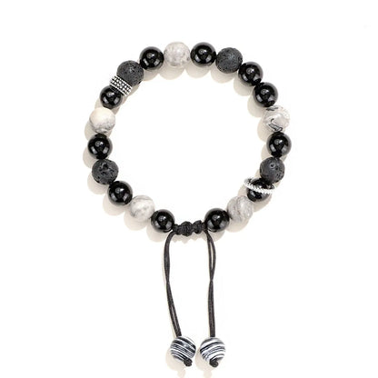 Black agate map stone volcanic bracelet with diamond-shaped stones in new Chinese style