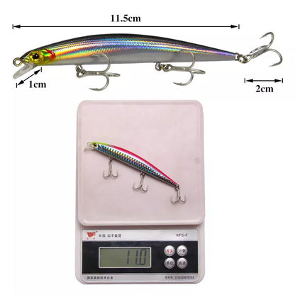 Bass fishing topwater lure with treble hook in various colors