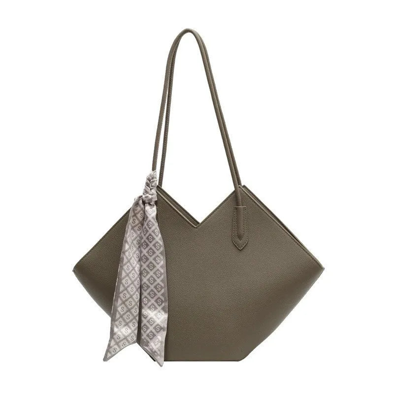 Women's fashion shoulder bag with 43cm width and sandwich pocket design in eight colour options including beige, black, brown, coffee, gray, green, khaki, and yellow