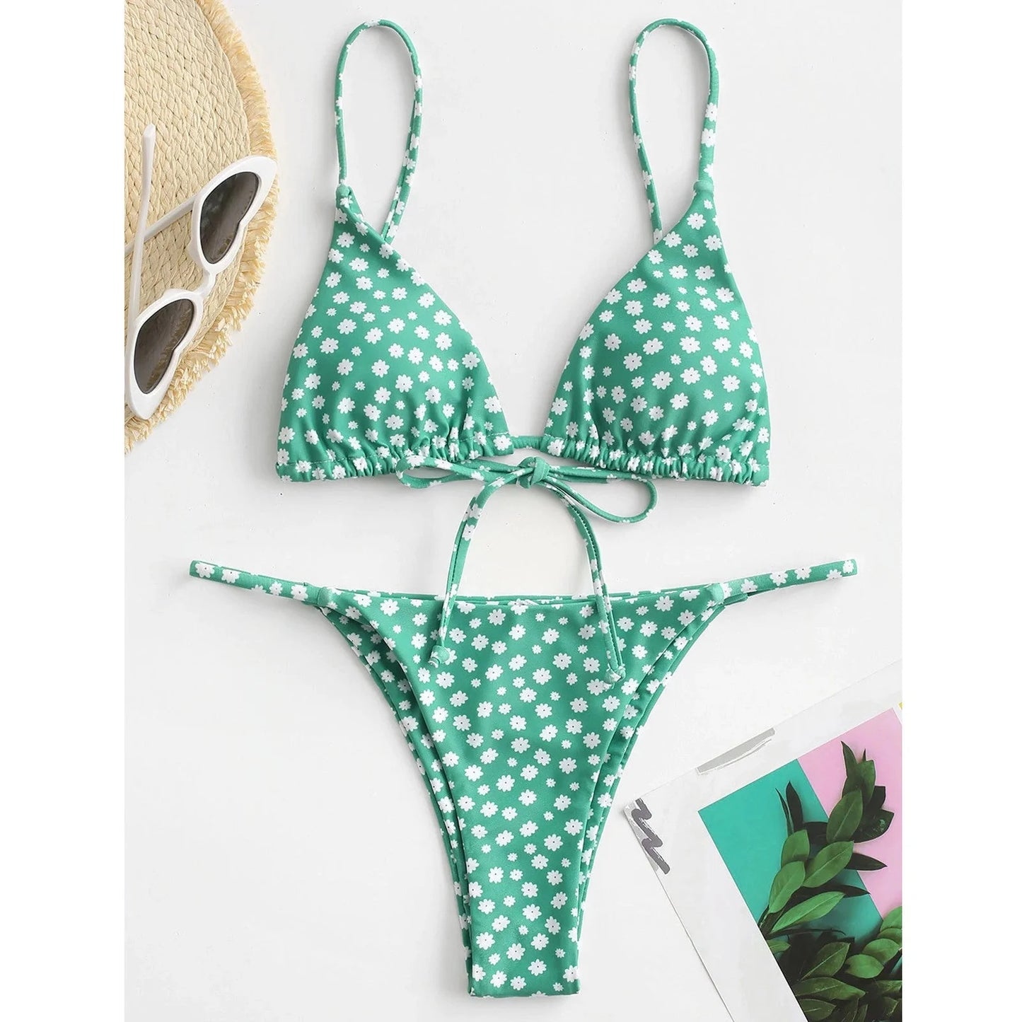 Summer flowers print push-up bikini in various colors for beach wear