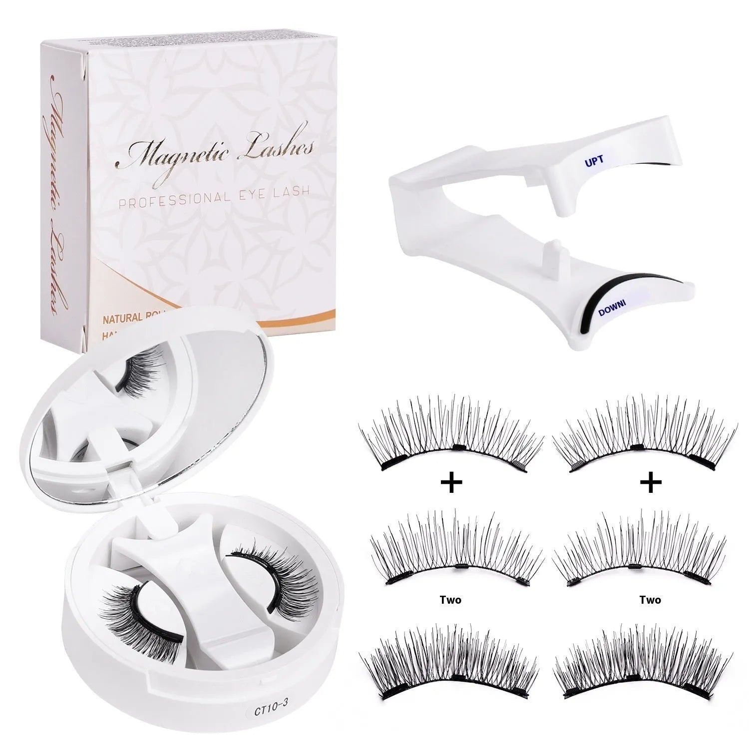 Magnetic false eyelashes with integrated soap holder compartment, portable cosmetic organiser