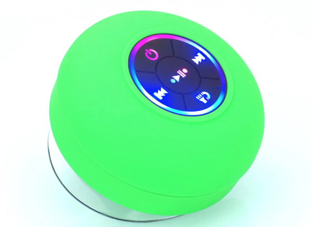 BTS07 large suction cup waterproof Bluetooth speaker in six colours: black, blue, green, red, white, yellow.