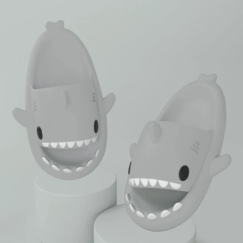 Cozy cartoon shark-themed slippers with anti-slip sole for indoor and outdoor wear