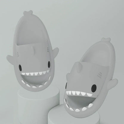 Cozy cartoon shark-themed slippers with anti-slip sole for indoor and outdoor wear