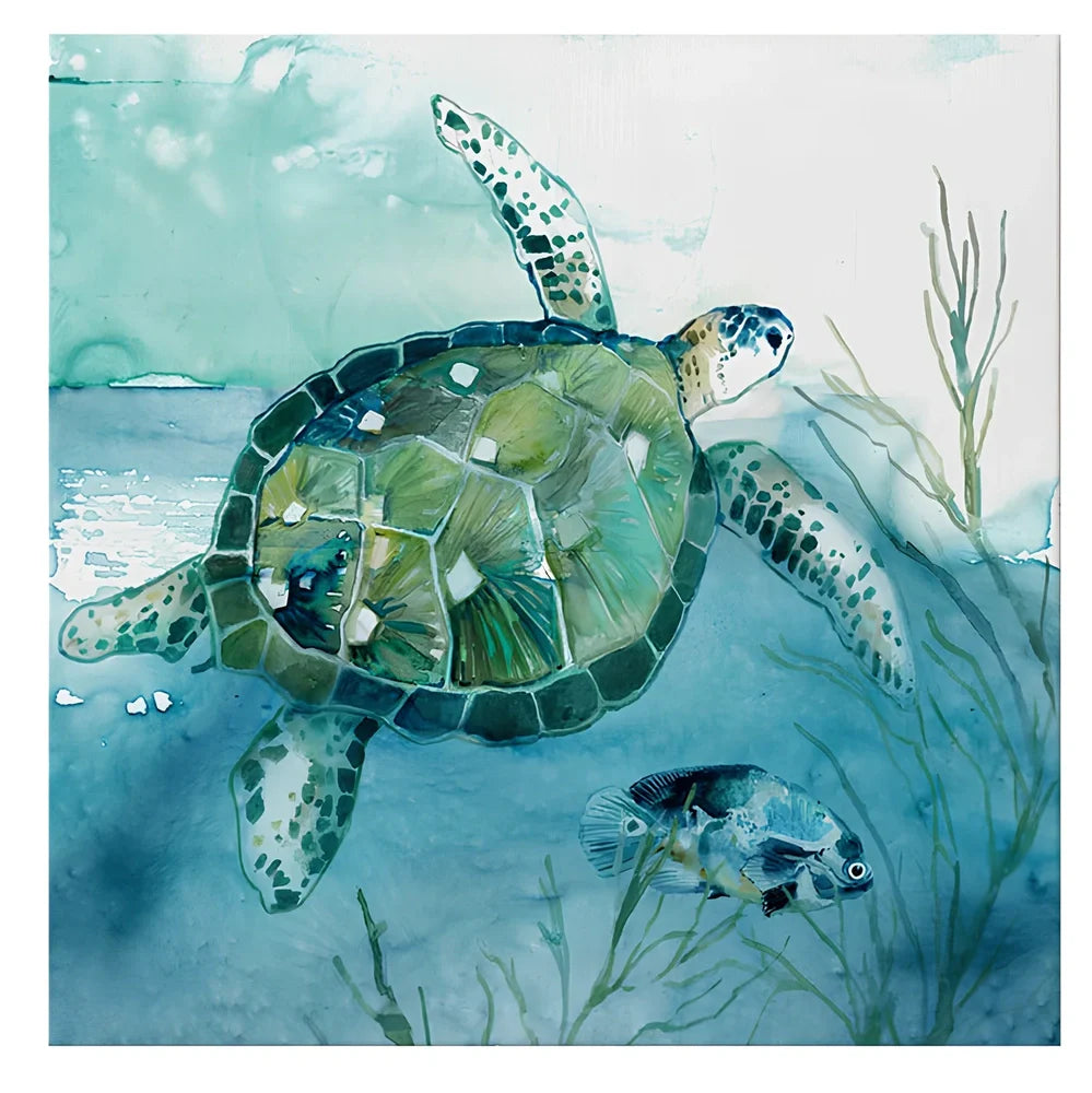 Turtle canvas wall art poster showing square format with turtle imagery, available in multiple sizes