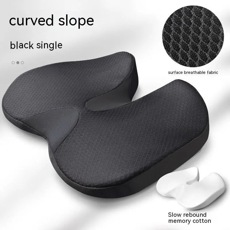 Curved bevel seat cushion in solid colour for tailbone support with memory foam core