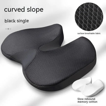 Curved bevel seat cushion in solid colour for tailbone support with memory foam core